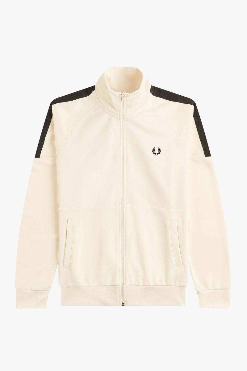 White Fred Perry Panelled Track Men's Jackets | PH 1226SGLO